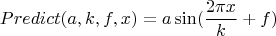 $$Predict(a,k,f,x)=a\sin(\frac{2 \pi x}{k}+f)$$