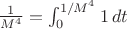 $\frac{1}{M^4} = \int_0^{1/M^4} 1 \,dt$