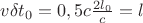 $v{\delta{t_0}}=0,5c{\frac{2l_0}c}=l$