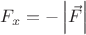 $\[{F_x} =  - \left| {\vec F} \right|\]$