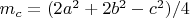 $m_c = (2a^2 + 2b^2 - c^2)/4$
