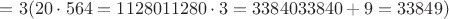 $Х=3 (20\cdot564=11280 11280\cdot3=33840 33840+9=33849)$ $Х=3 (20\cdot564=11280 11280\cdot3=33840 33840+9=33849)$