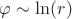 $\varphi \sim \ln(r)$