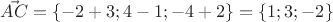 $\vec{AC} = \{-2+3;4-1;-4+2 \} = \{1;3;-2 \}$
