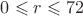 $0\leqslant r\leqslant 72$
