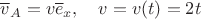 $\overline v_A=v\overline e_x,\quad v=v(t)=2t$
