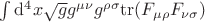 $\int {\rm d}^{4}x\sqrt{g}g^{\mu\nu}g^{\rho\sigma}{\rm tr}(F_{\mu\rho}F_{\nu\sigma})$