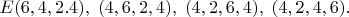 $E(6,4,2.4),\;(4,6,2,4),\;(4,2,6,4),\;(4,2,4,6).$