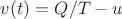 $v(t)=Q/T-u$