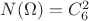 $N(\Omega)=C_6^2$