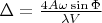 $\Delta=\frac{4A\omega\sin\Phi}{\lambda V}$