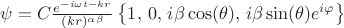 $\psi = C \frac{e^{ - i \omega t - k r}}{(k r)^{\alpha \beta}} \left\{ 1, \, 0, \,
i \beta \cos(\theta), \,
i \beta \sin(\theta) e^{i \varphi} \right\}$