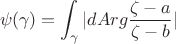 $$
\psi (\gamma ) = \int_\gamma  {|dArg\frac{{\zeta  - a}}{{\zeta  - b}}|} 
$$