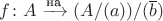 $f\colon A \xrightarrow{\text{на}} (A/(a))/(\overline b)$