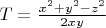 $T=\frac{x^2+y^2-z^2}{2xy}$