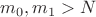 $m_0, m_1>N$