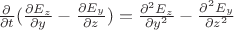 $ \frac{\partial }{\partial t} (\frac{\partial {E_z}}{\partial y}} - \frac{\partial {E_y}}{\partial z}) = \frac{\partial^2 {E_z}}{\partial {y^2}} - \frac{\partial^2 {E_y}}{\partial {z^2}} $