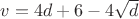$v=4d+6-4\sqrt d$
