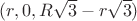 $(r, 0, R\sqrt{3}-r\sqrt{3})$