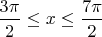 $\dfrac{3\pi}{2}  \le x \le \dfrac{7\pi}{2}$