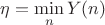 $\[\eta  = \mathop {\min }\limits_n Y(n)\]$