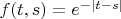 $f(t,s)=e^{-|t-s|}$