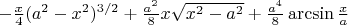 $-\frac{x}{4}(a^2-x^2)^{3/2} + \frac{a^2}{8}x\sqrt{x^2 - a^2} + \frac{a^4}{8} \arcsin\frac{x}{a} $