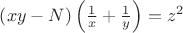 $\left (xy-N \right )\left (\frac{1}{x}+\frac{1}{y} \right )=z^2$