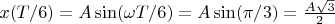 $x(T/6)=A \sin (\omega T/6)=A \sin(\pi /3)=\frac{A \sqrt 3}{2}$