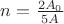 $n=\frac{2A_0} {5A}$