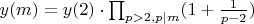 $y(m)=y(2) \cdot \prod_{p>2, p|m} (1+\frac {1}{p-2})$