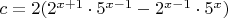$c=2(2^{x+1}\cdot5^{x-1} -2^{x-1}\cdot5^x)$