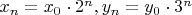 $x_n=x_0\cdot2^n, y_n=y_0\cdot3^n$