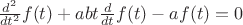 $\frac{d^2}{dt^2}f(t) + abt\frac{d}{dt}f(t) - af(t) = 0$