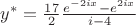 $y^*=\frac{17}{2}\frac{e^{-2ix}-e^{2ix}}{i-4}$