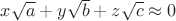 $x\sqrt{a}+y\sqrt{b}+z\sqrt{c}\approx 0$