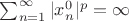 $\sum_{n=1}^{\infty}|x_n^0|^p=\infty$ $\sum_{n=1}^{\infty}|x_n^0|^p=\infty$