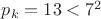 $p_k=13<7^2$