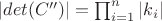 $|det(C'')|=\prod_{i=1}^n {|k_i|}$