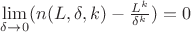 $\lim\limits_{\delta \to 0} (n(L, \delta, k) - \frac{L^k}{\delta^k}) = 0$