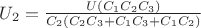 $U_2=\frac{U(C_1C_2C_3)}{C_2(C_2C_3+C_1C_3+C_1C_2)}$
