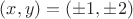 $(x,y)=(\pm{1},\pm{2})$
