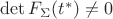 $\det{F_\Sigma}(t^*)\ne 0$