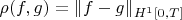 $\rho(f,g)=\|f-g\|_{H^1[0,T]}$