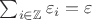 $\sum_{i\in{\mathbb Z}}\varepsilon_i=\varepsilon$