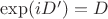 $\exp(iD')=D$