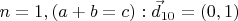 $n=1, (a+b=c) : \vec d_{10}=(0,1)$