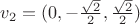 $v_2=(0,-\frac{\sqrt{2}}{2},\frac{\sqrt{2}}{2})$