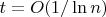 $t=O(1/\ln n)$