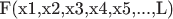 F(x1,x2,x3,x4,x5,...,L)